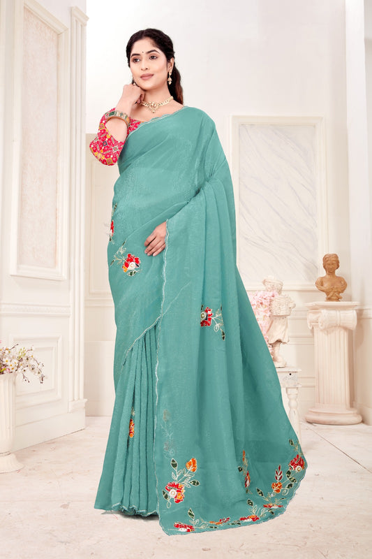 Celestial Crinkle Chiffon Saree – Effortless Elegance by Chhavi Fashion Hub