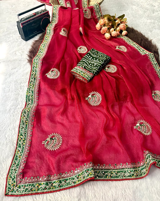 Elegance Premium Fandy Chiffon Fabric Saree